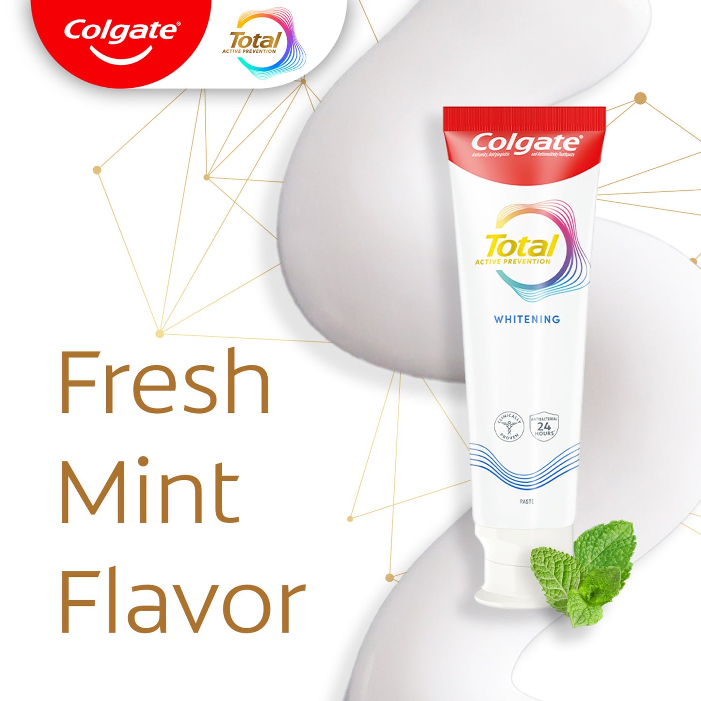 Colgate Total Active Prevention Whitening Toothpaste, Mint, 3 Pack, 5.1 oz
