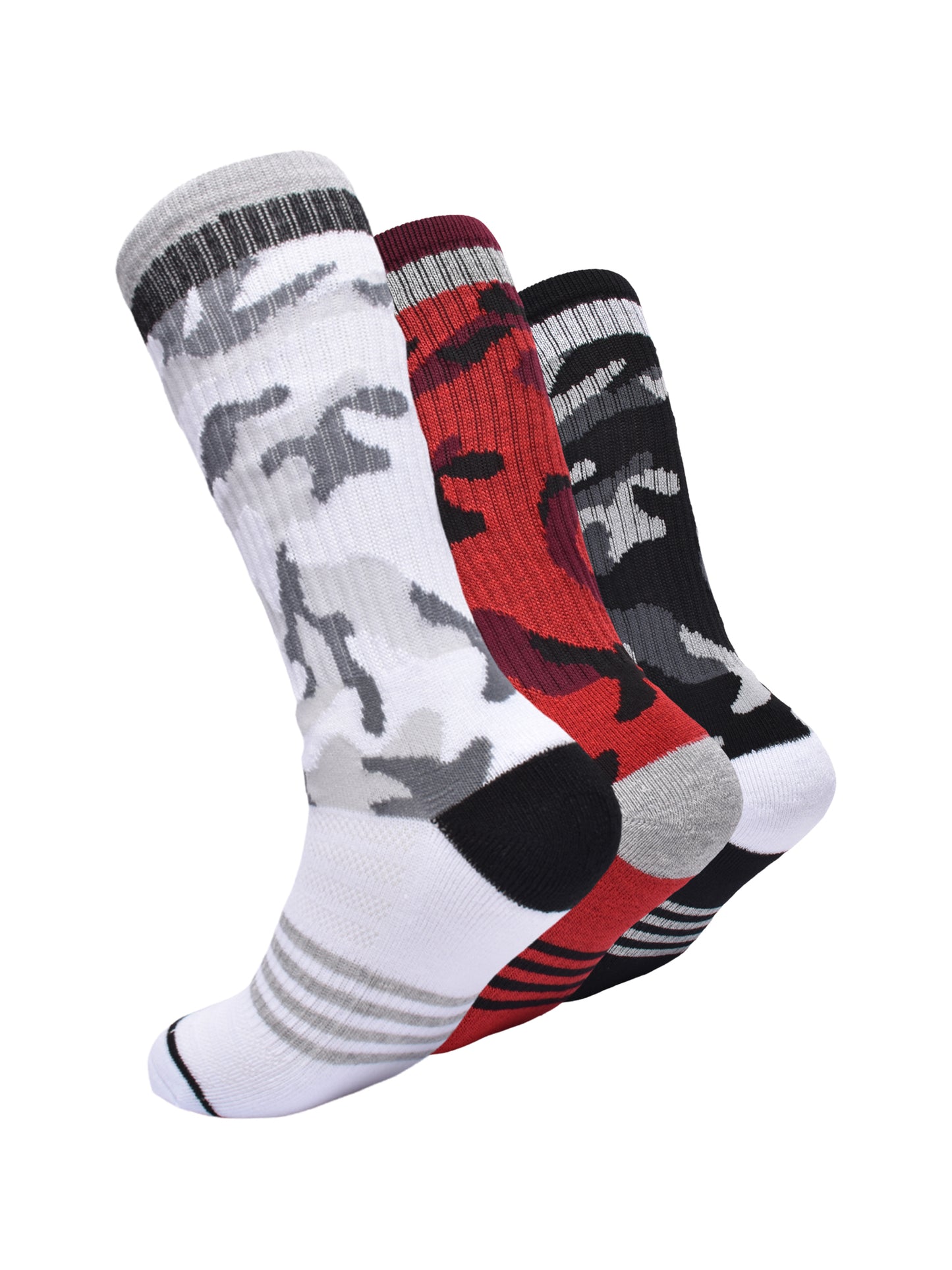 Athletic Works Boys Printed Crew Socks, 3-Pack Sock Shoe Size (4-8.5) - L (3-9)