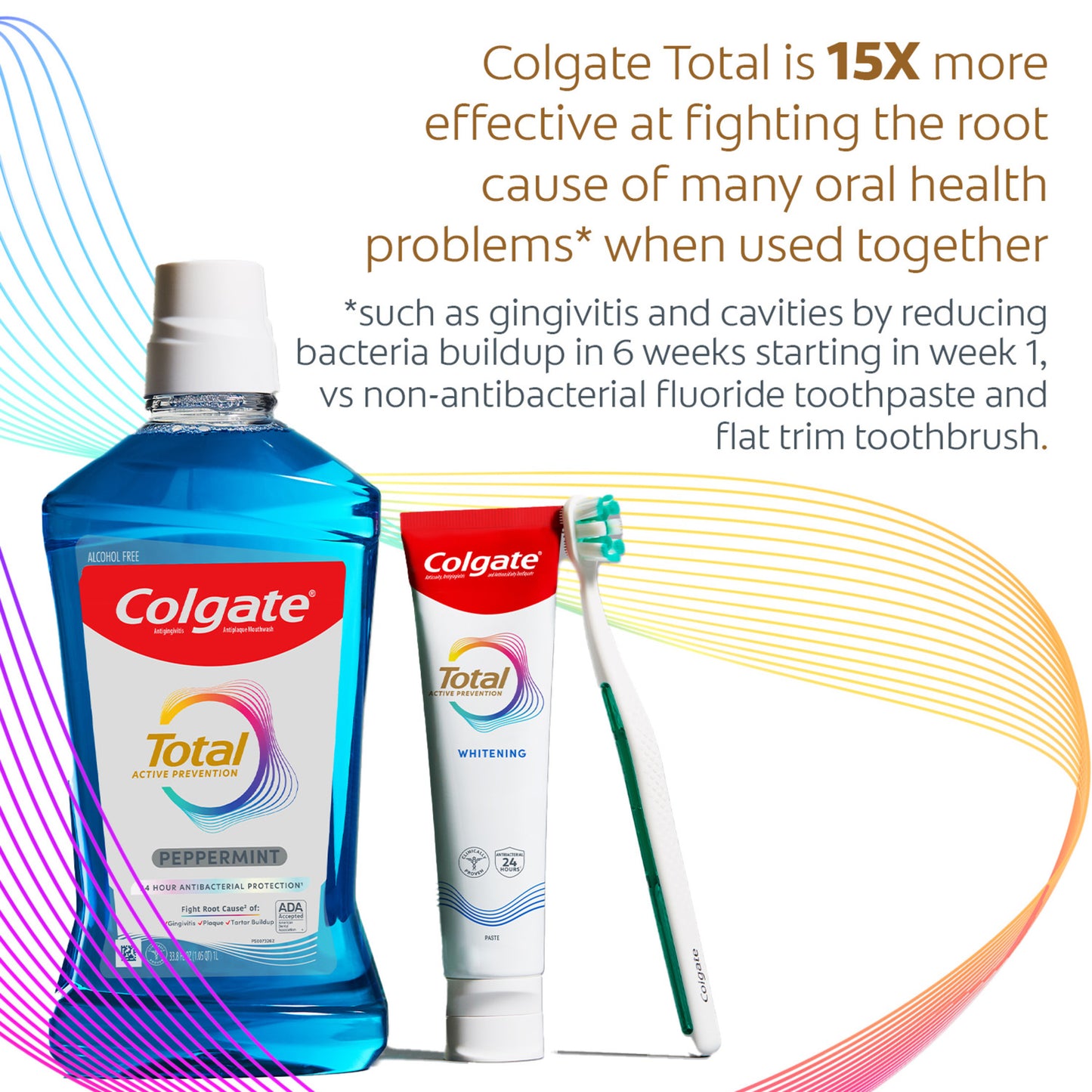 Colgate Total Active Prevention Whitening Toothpaste, Mint, 3 Pack, 5.1 oz