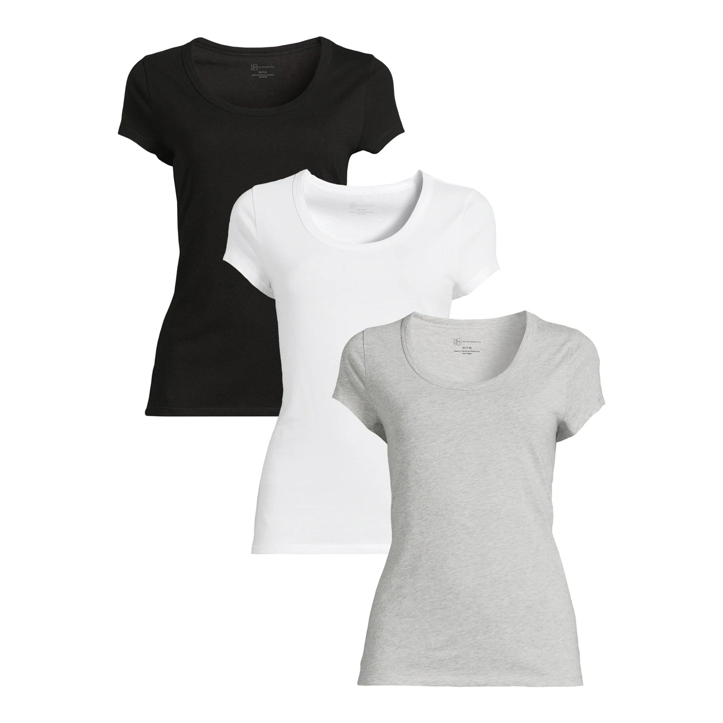 No Boundaries Scoop Neck Tee with Short Sleeves, 1 or 3-Pack, Women’s