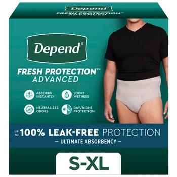 Depend Fresh Protection Advanced Incontinence Underwear for Men, Ultimate Absorbency , S-XL   xxxxxCO