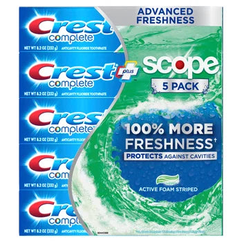 Crest Complete + Scope Advanced Active Foam Toothpaste, 8.2 oz, 5-pack   xxxxxCO