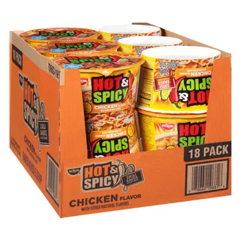 Nissin, Hot & Spicy Noodle Bowl, Chicken, 3.32 oz, 18-Count   xxxxxCO
