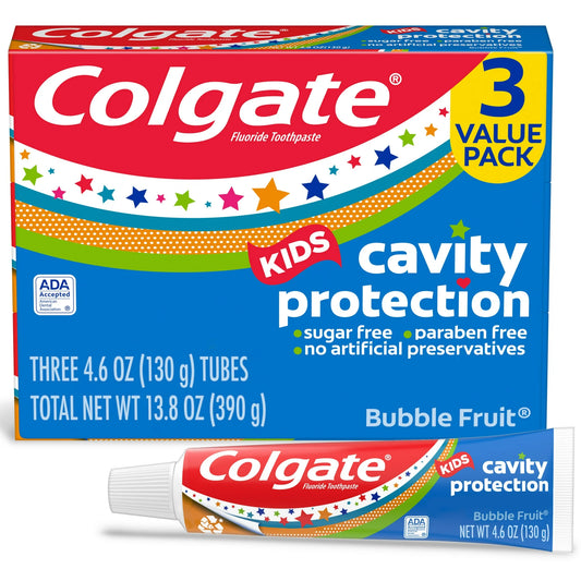Colgate Kids Cavity Protection Toothpaste, Bubble Fruit, 4.6 oz, 3 Pack
