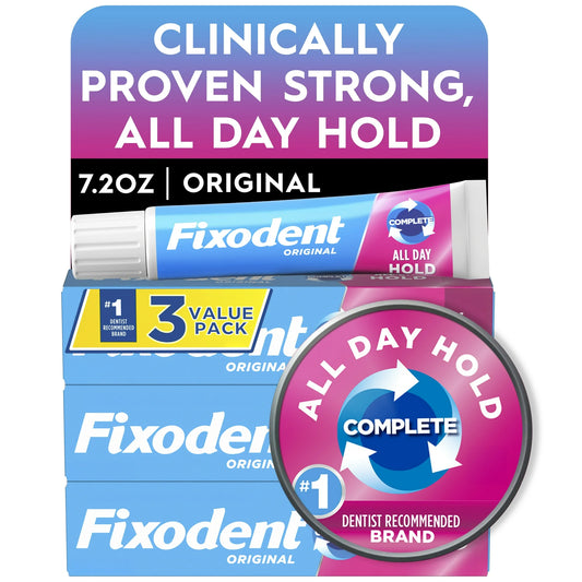Fixodent Complete Original Denture Adhesive Cream, 2.4 oz, 3 pack