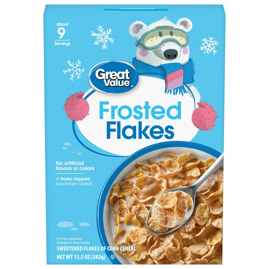 Great Value Frosted Flakes, Breakfast Cereal,13.5 oz