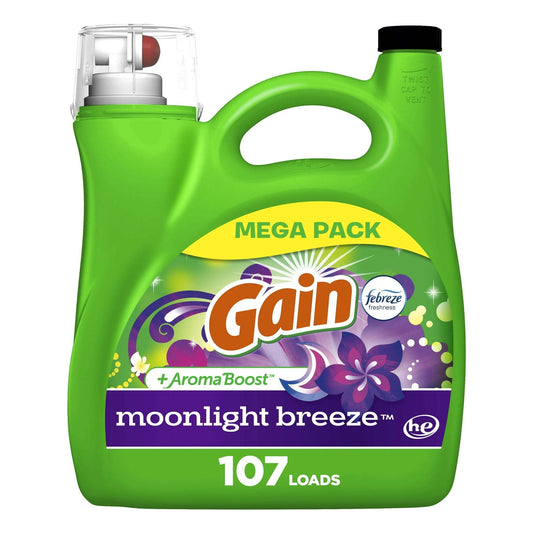 Gain Liquid Laundry Detergent, Moonlight Breeze Scent, 154 fl oz, 107 Loads
