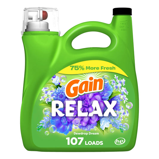Gain Liquid Laundry Detergent, Relax, 154 fl oz, 107 Loads, HE