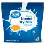 Great Value Instant Nonfat Dry Milk, 64 oz Bag, Makes 20 Quarts, 80 Servings per Container