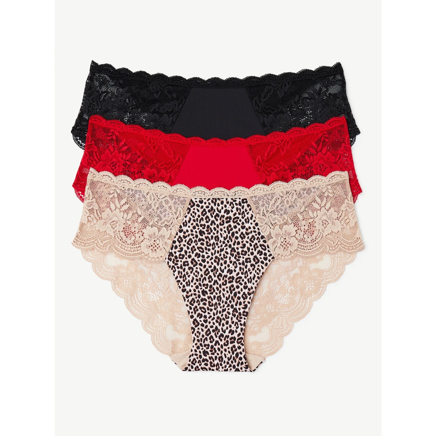 Joyspun Women's Microfiber and Lace Hipster Panties, 3-Pack, Sizes XS to 3XL