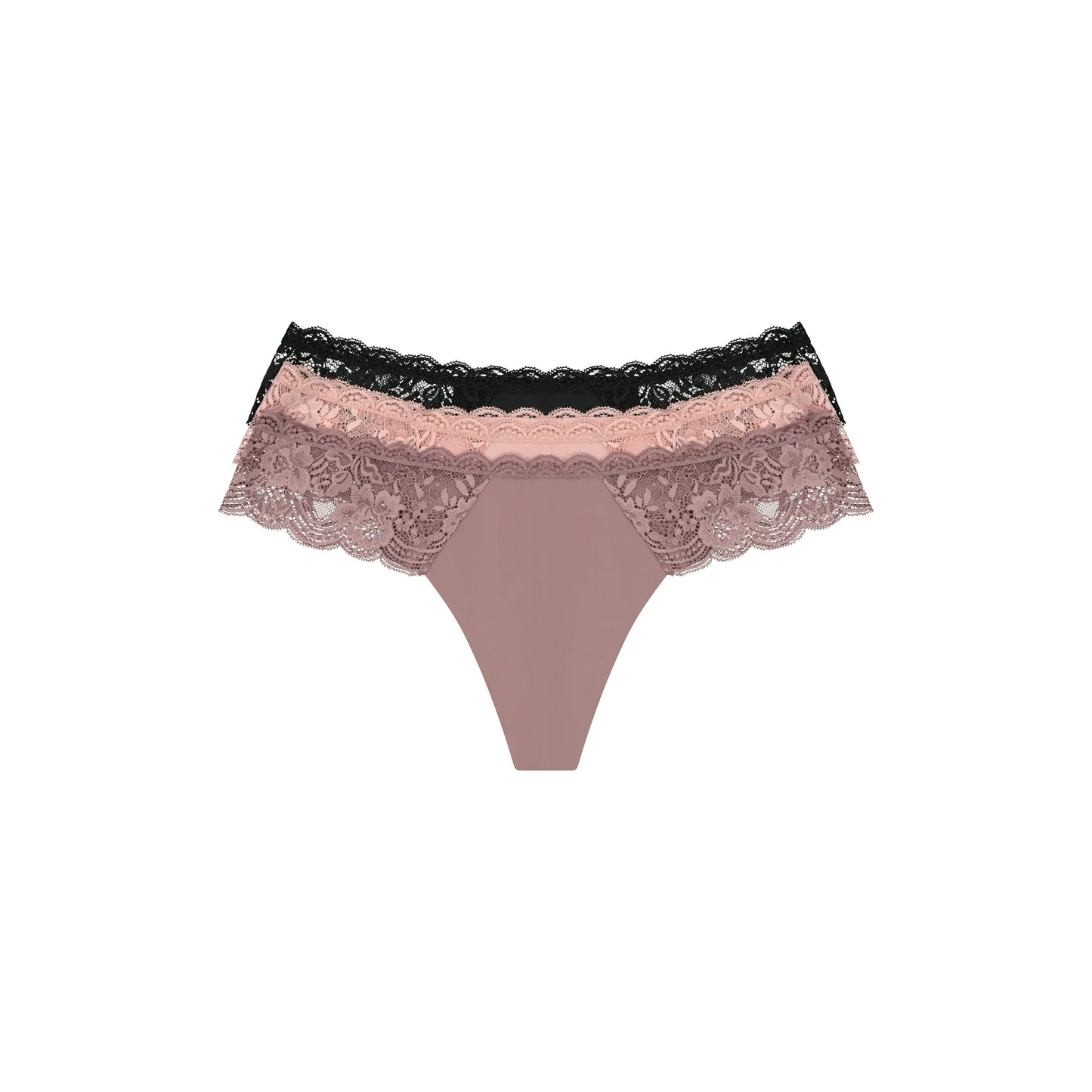 Joyspun Women's Microfiber and Lace Thong Panties, 3-Pack, Sizes XS to 3XL