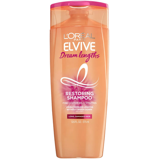 L'Oreal Paris Elvive Dream Lengths Damaged Hair Repairing Shampoo, Squeeze, 12.6 fl oz