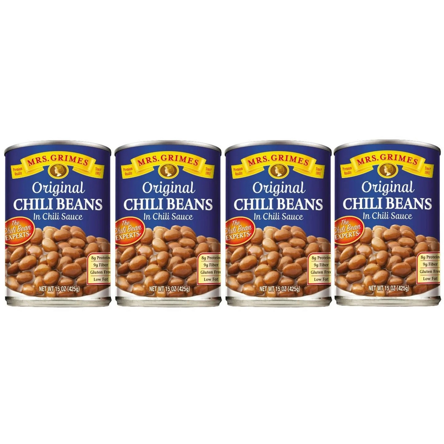 Mrs. Grimes Original Chili Beans 15 oz Can, Pack of 4