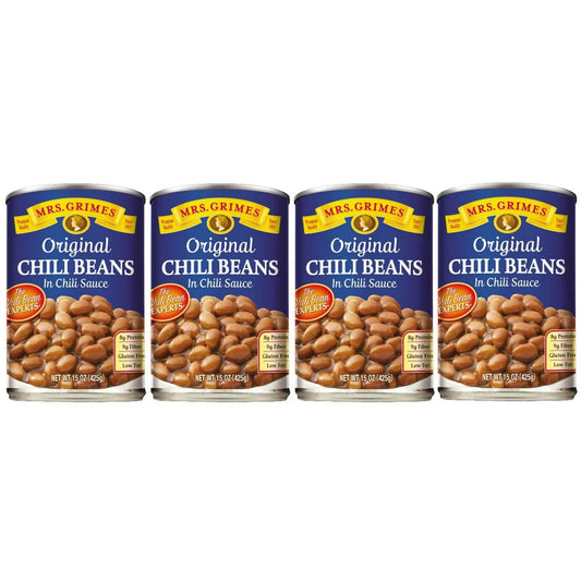 Mrs. Grimes Original Chili Beans 15 oz Can, Pack of 4
