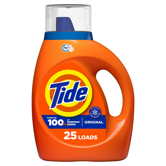 Tide Liquid Laundry Detergent, Original, 25 Loads, 34 fl oz, HE Compatible