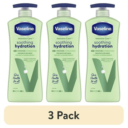 (3 pack) Vaseline Intensive Care Body Lotion Soothing Hydration for Women Dry Skin, 20.3 oz