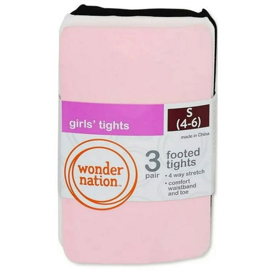 Wonder Nation Girls' Opaque Tights, 3 Pack, Sizes 4-16