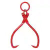32 in. Red Carbon Steel Log Tongs Heavy-Duty Grapple Timber Claw with Round Ring